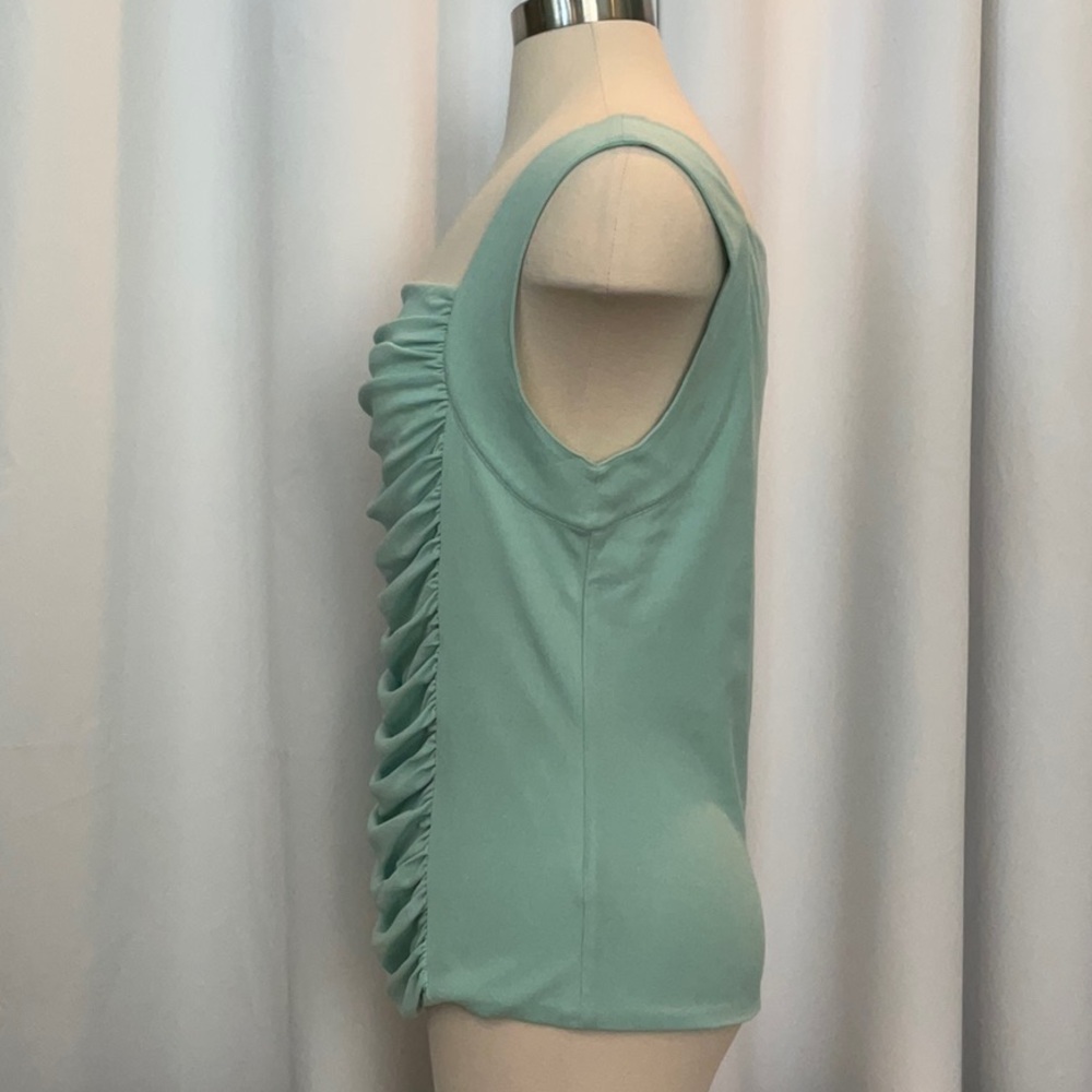 Classiques Entier Silk Aqua Square Neck Ruched Front Tank Top Women Size XL - Picture 3 of 9